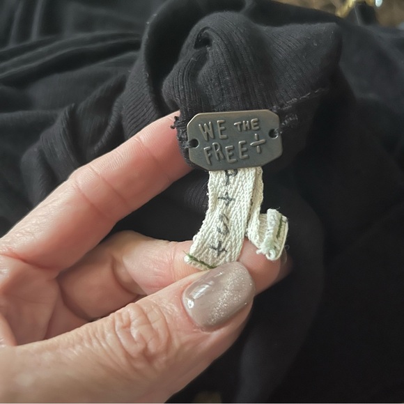 Free People We The Free Alameda Top S cowlneck Dolman Long Sleeve Black Ribbed - Picture 7 of 10